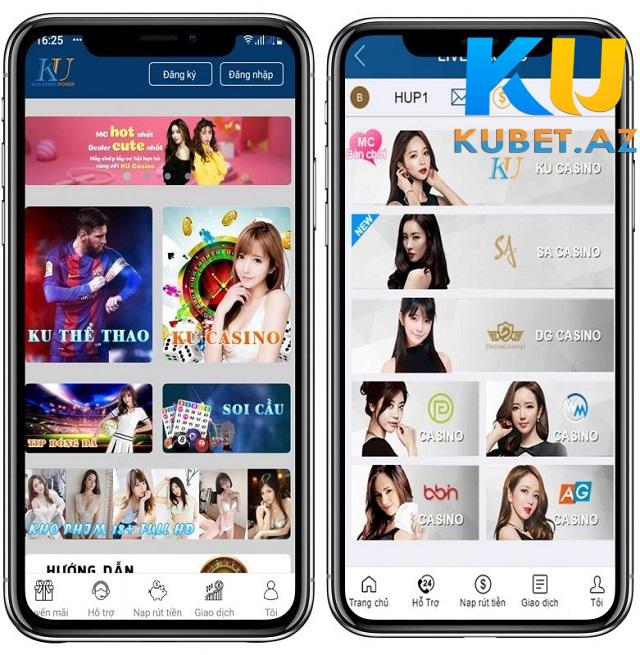 Giao diện app Kubet hiện đại